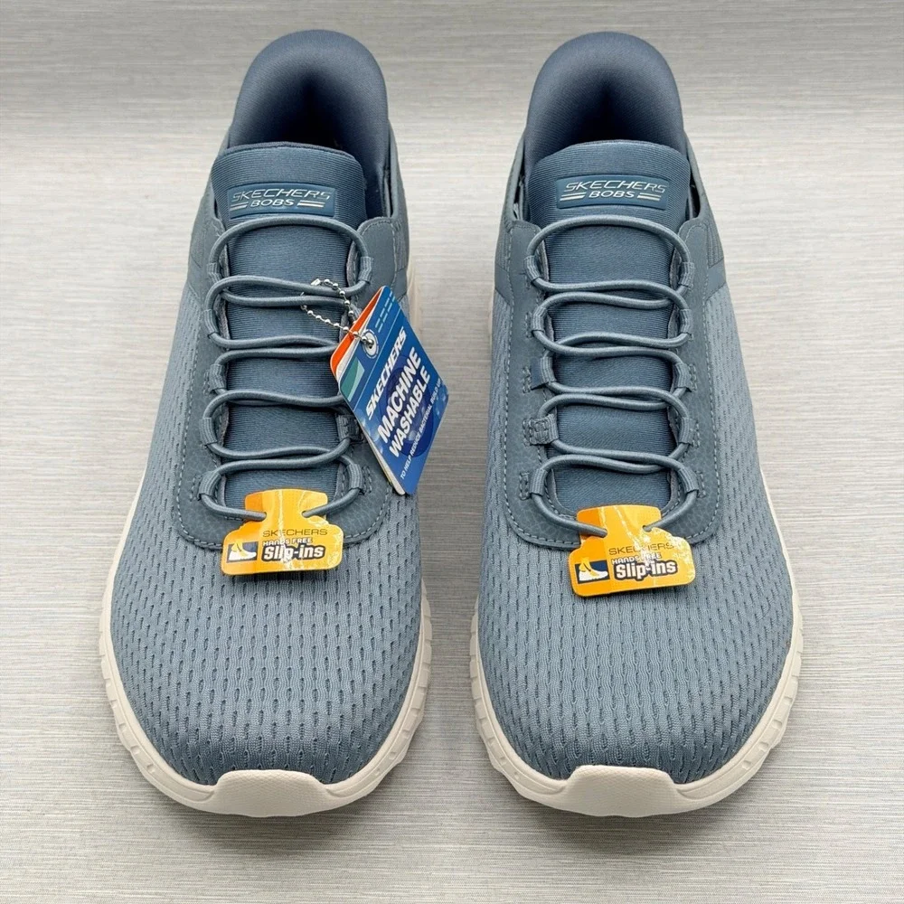 Skechers Women's 9 Sneakers Slip Ins Blue Hands Free Comfort Bobs 117504